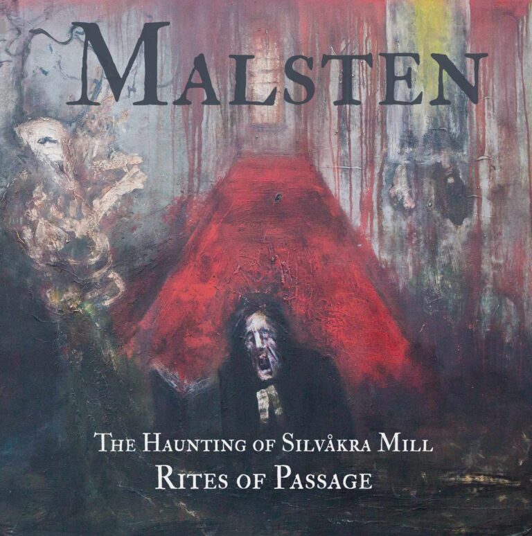 Rites of Passage album cover — a painterly blood-red corridor with an anguished face and ghostly forms